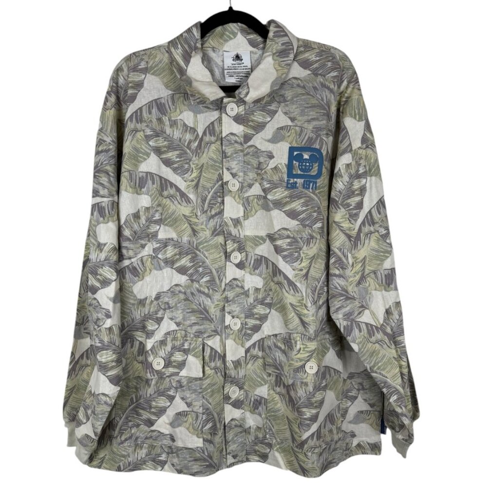 NWT Walt Disney World Spirit Jersey Green Leaves Button Down Shacket - XL